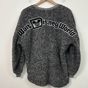 Disney‎ Parks Spirit Jersey Grey Sherpa Fleece Walt Disney World Pullover Small